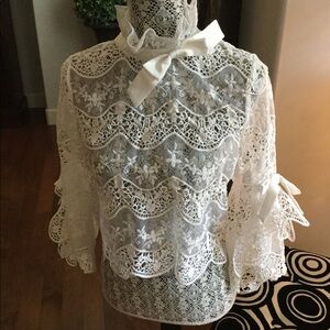 Lace and Sheer Ruffly Top